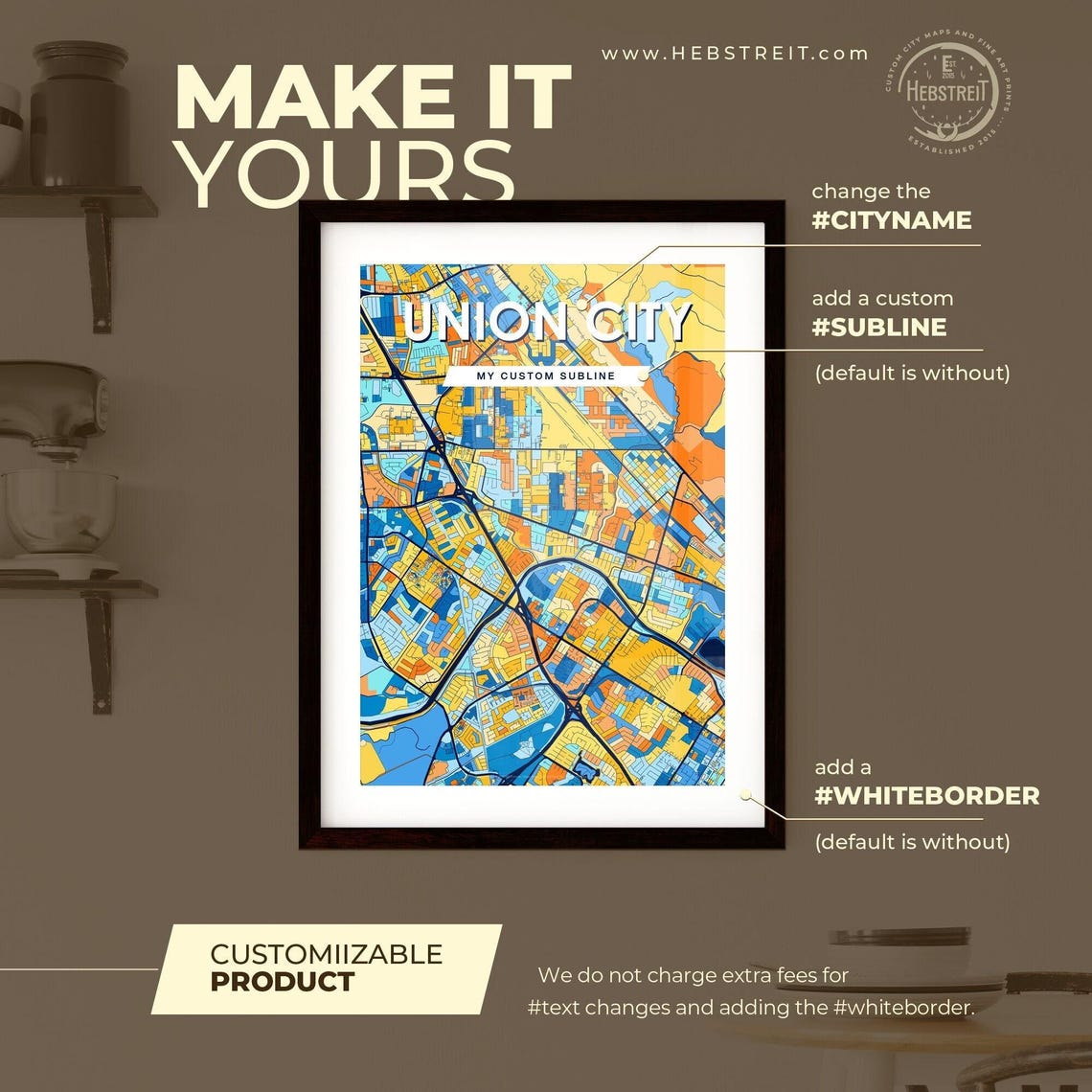 Union City California City Map Poster Vibrant Modern Wall Decor - Image 2