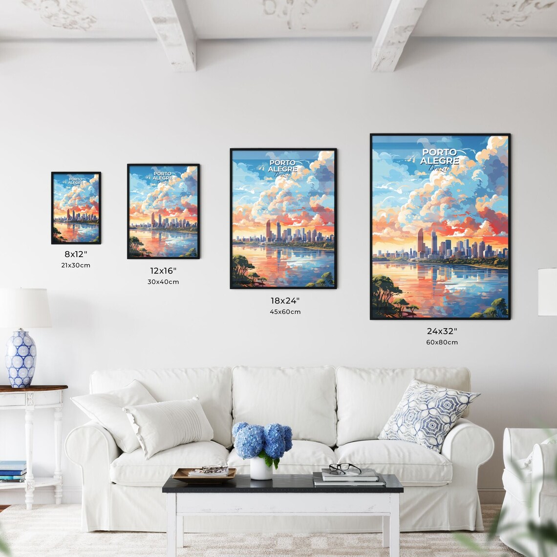 Porto Alegre Brazil City Sunset Skyline Vintage Travel Poster - Image 3