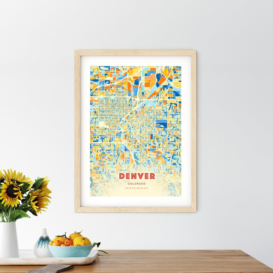 Denver Colorado Colorful City Map Poster Blue Orange USA Travel Decor - Image 2