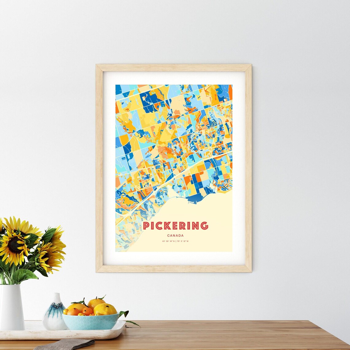 Abstract Pickering Canada Modern Colorful City Street Map Art Poster - Image 2