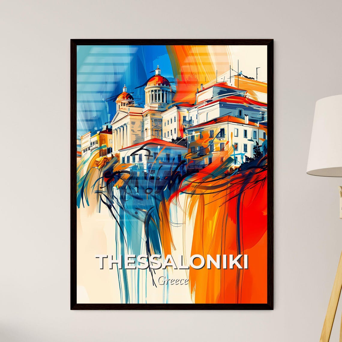Thessaloniki Greece Vibrant Abstract White Church Art Poster