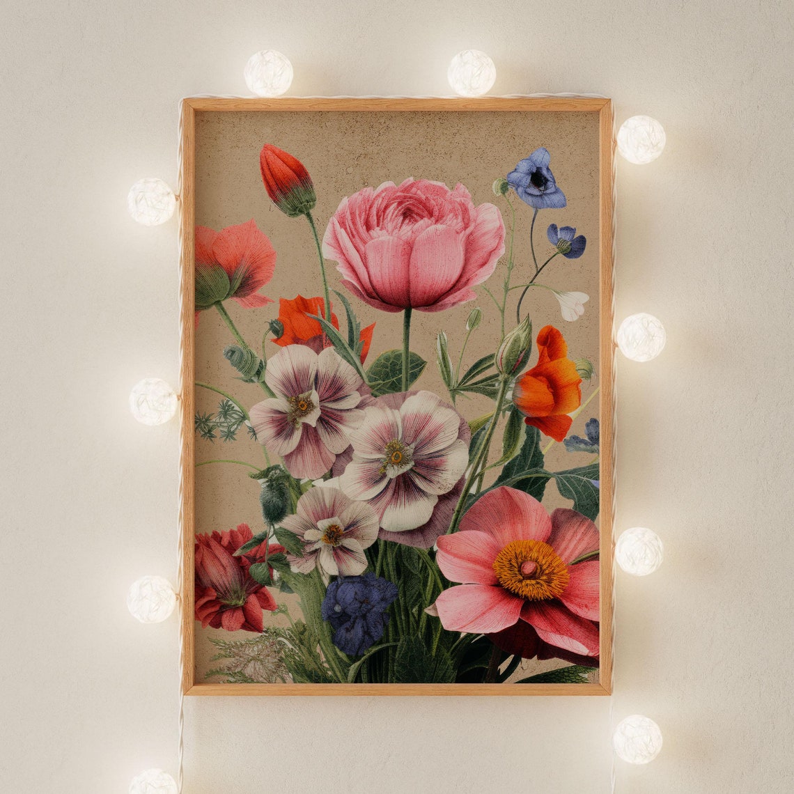 Vintage Style Floral Print Bold Floral Wall Art