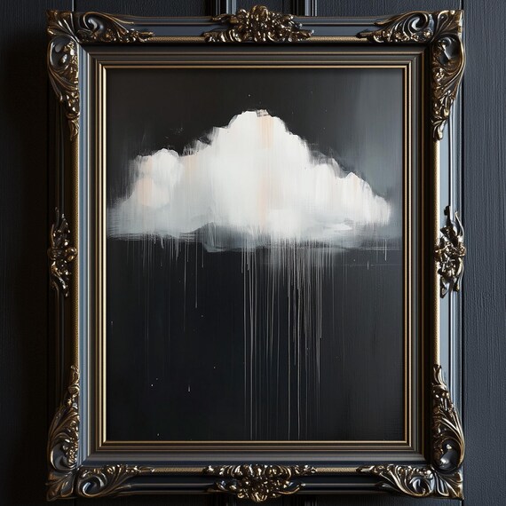 Dark Moody Cloud Print Minimalist Oil Painting Dark Academia Abstract Poster Vintage Night Sky Wall Art Romantic Cottagecore 6 Got038