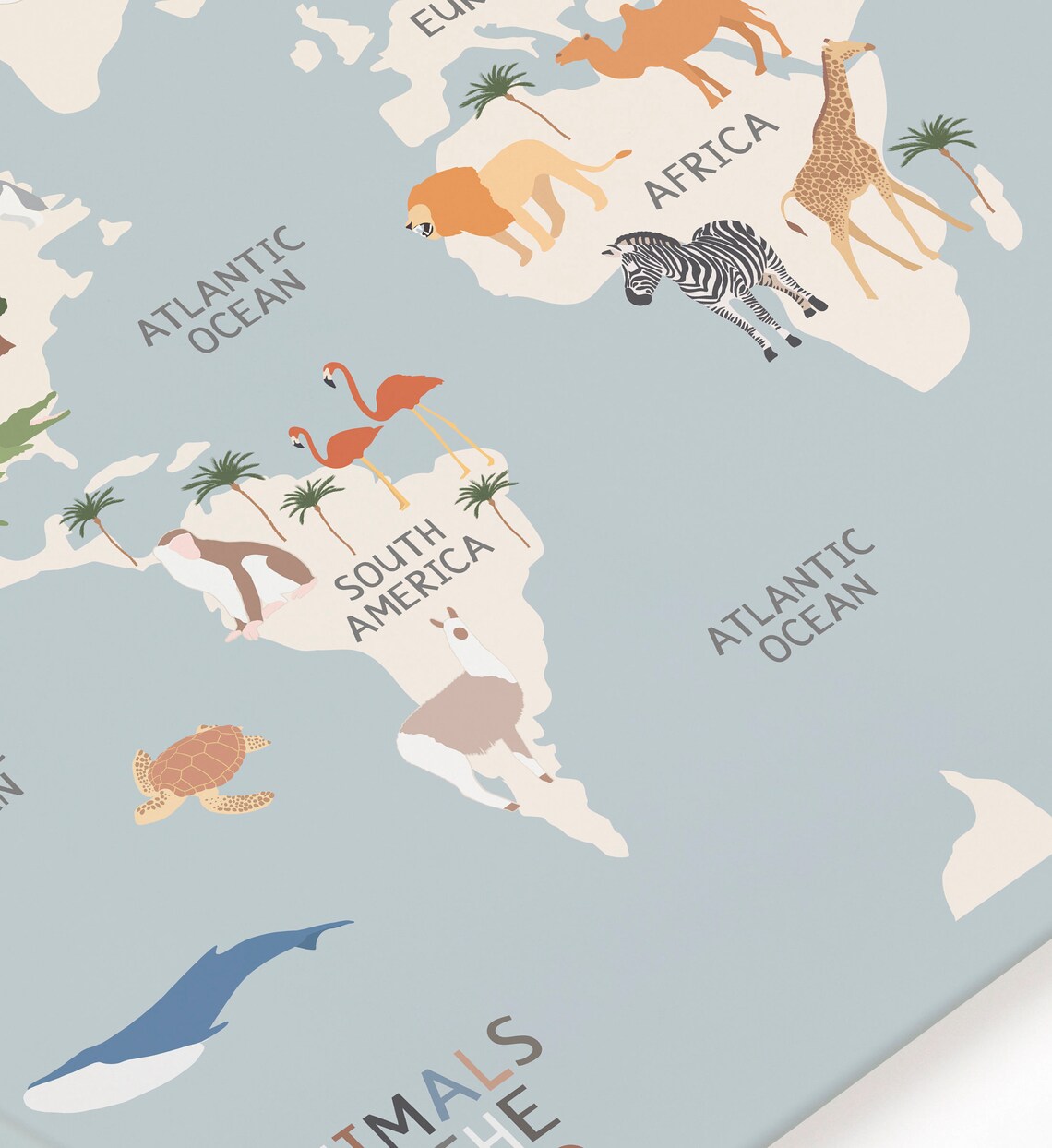 Animals World Map Kids Educational World Map Print - Image 3