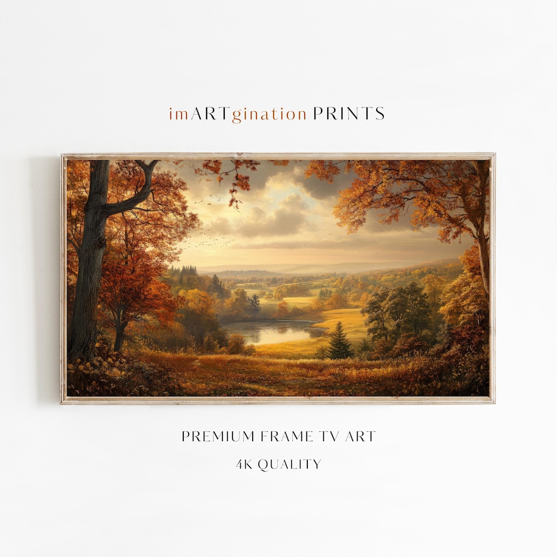 Vintage Autumn Landscape Wall Art Print, Earth Tones