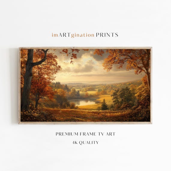 Vintage Autumn Landscape Wall Art Print, Earth Tones