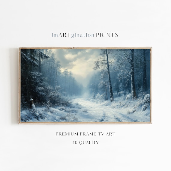 Winter Wonderland Landscape Art Print, Forest Snow