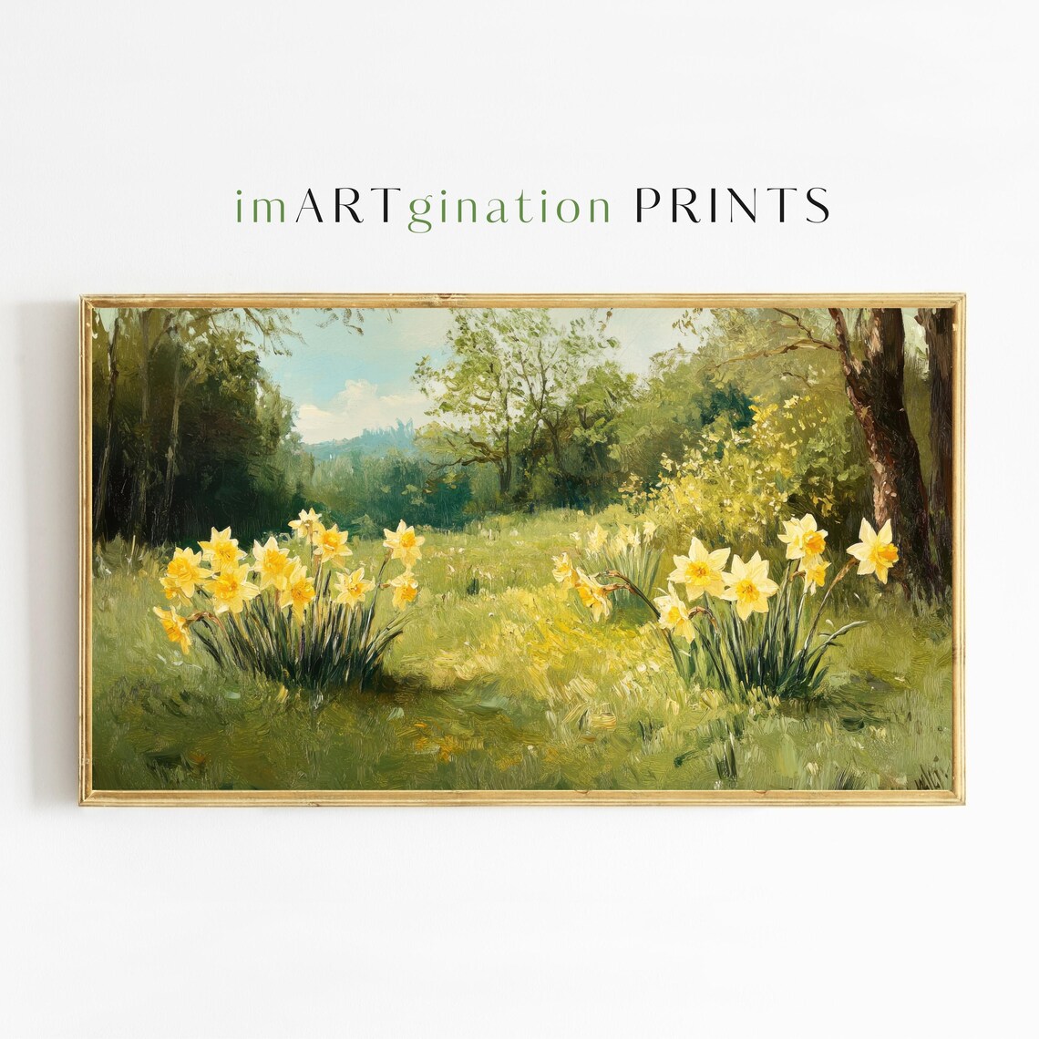 Daffodils Meadow Spring Art Print, Nursery Decor - Image 2