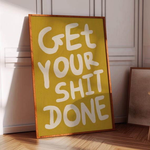 Bathroom Funny Typography Wall Art Print Retro Yellow Shower Vintage Poster Trendy Home Decor