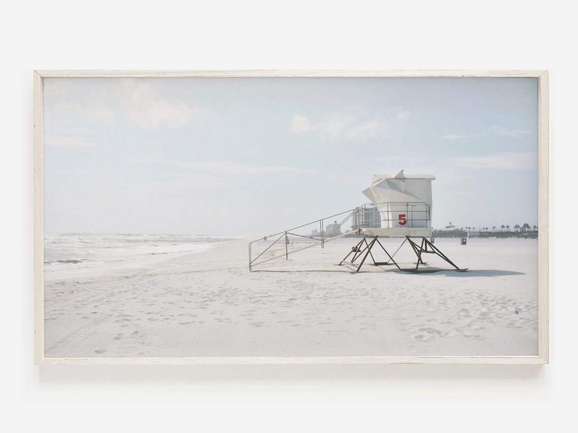 Lifeguard Tower Coastal Beach Art Print, Minimal