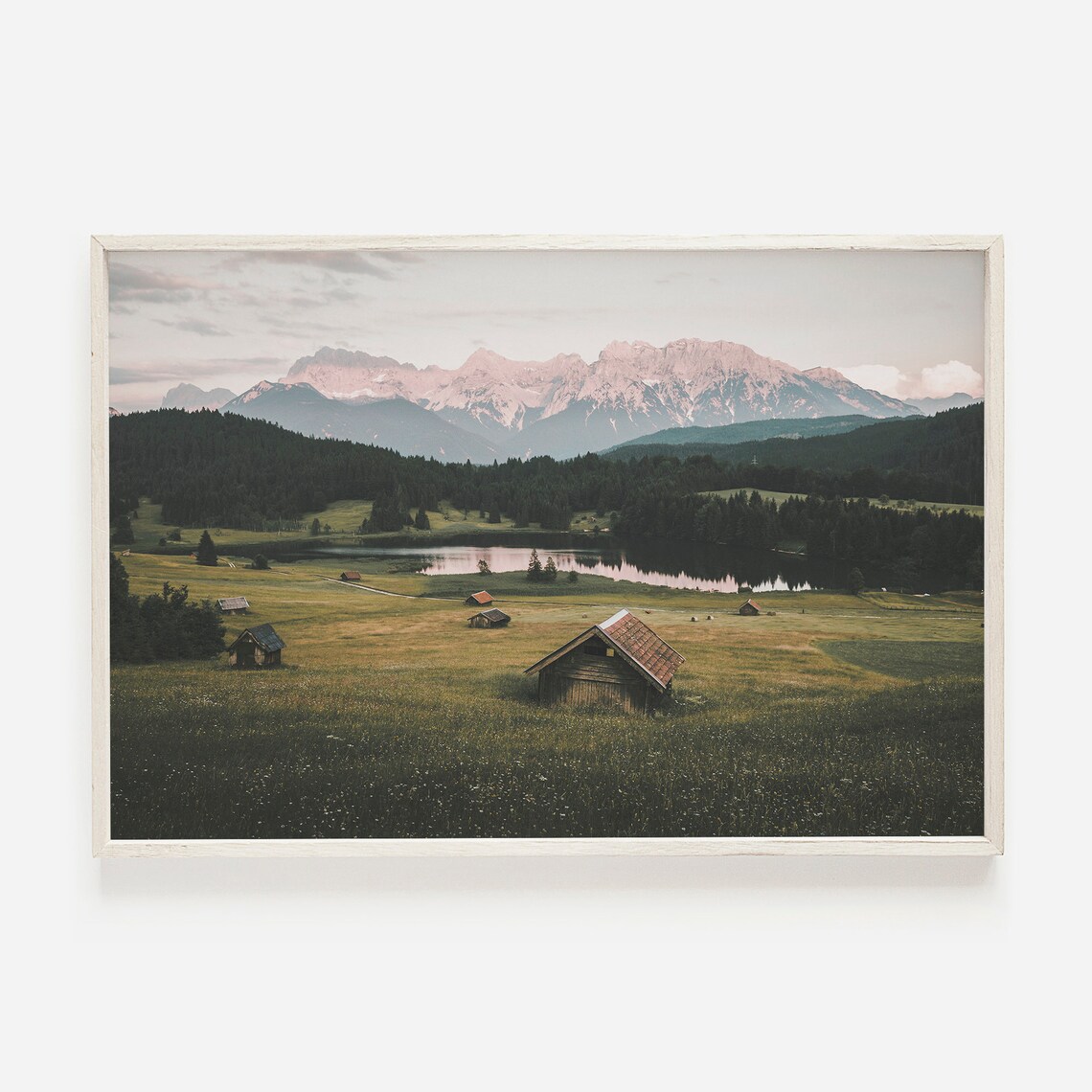 Cabin In Valley Wyoming Mountain Range Art Print