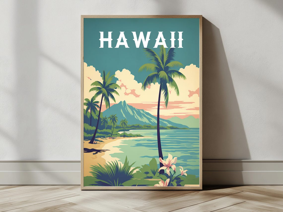 Hawaii Vintage Travel Poster Print Wall Art Gift Idea Home Decor - Image 2