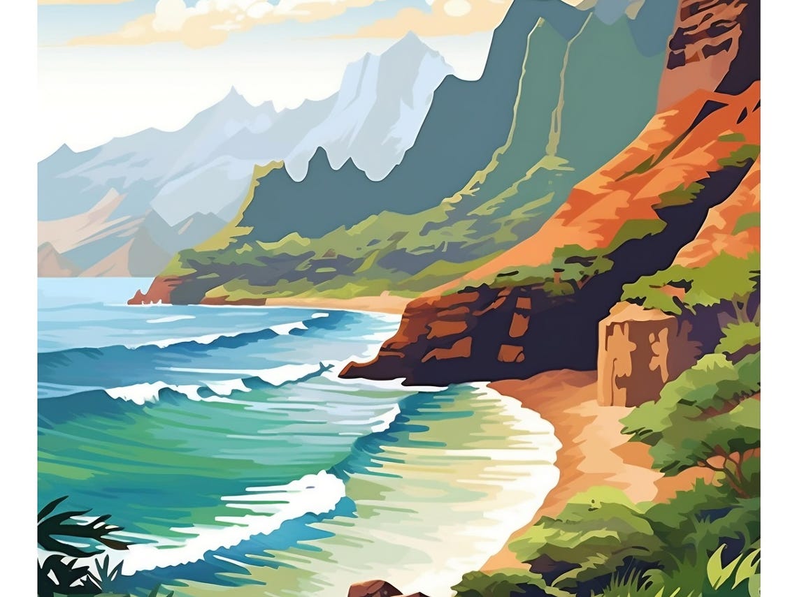 Kauai Hawaii Vintage Travel Poster Print Wall Art Gift Idea Home Decor - Image 3