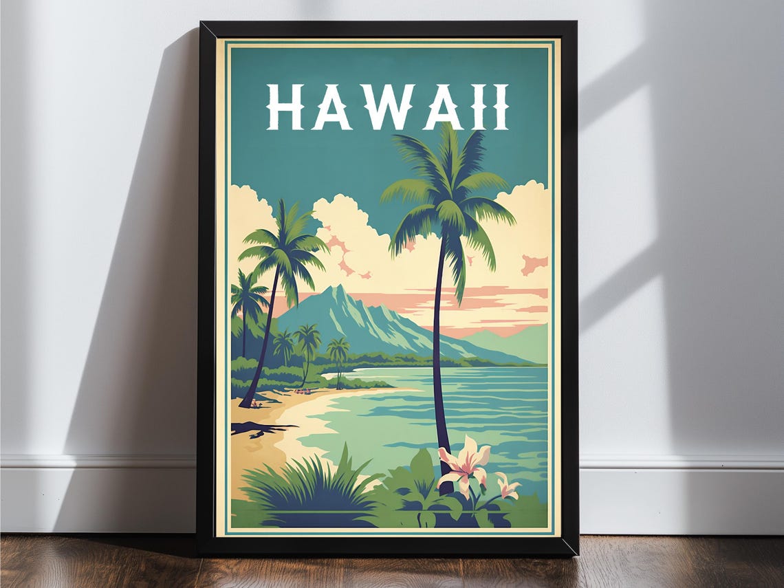 Hawaii Vintage Travel Poster Print Wall Art Gift Idea Home Decor