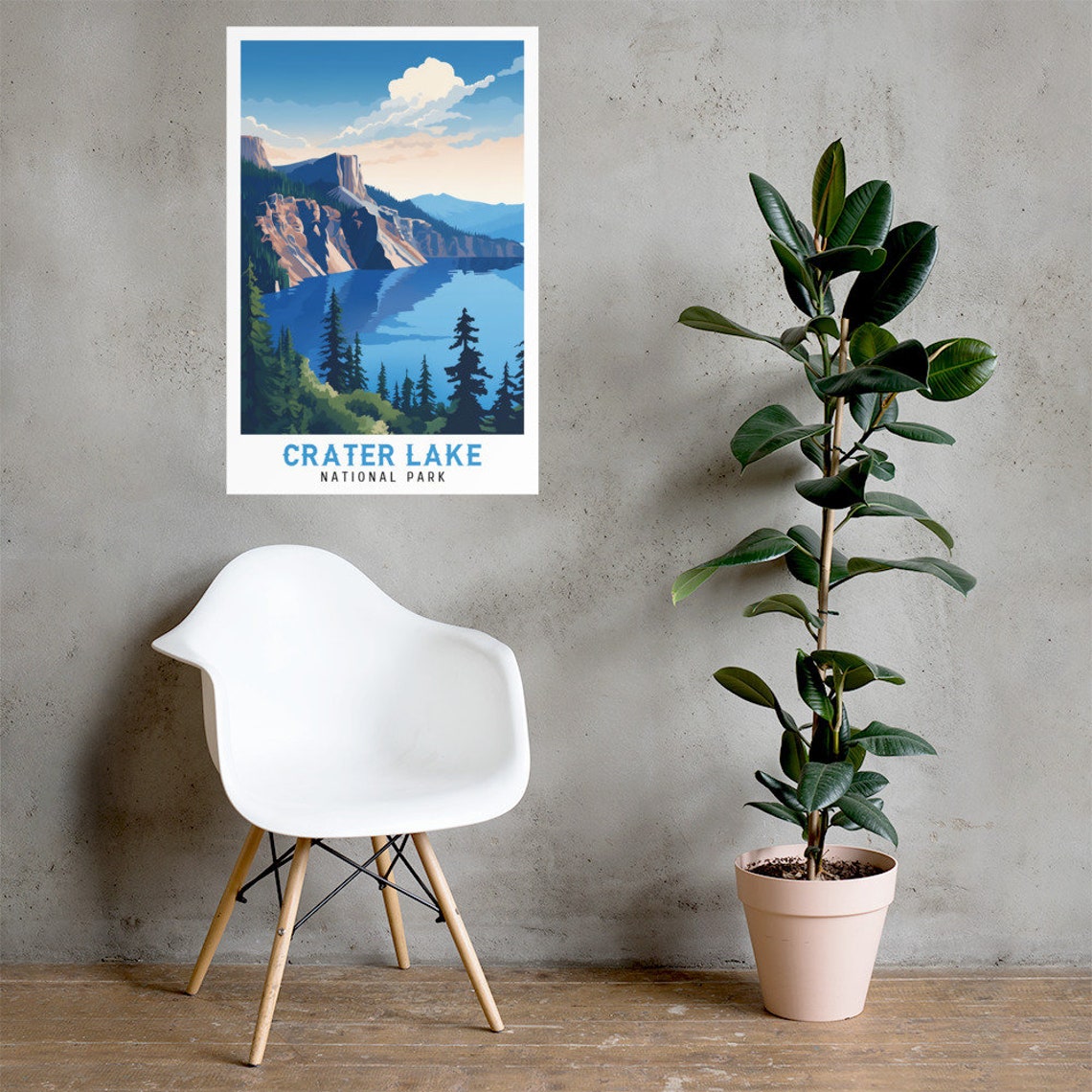 Crater Lake National Park Deep Blue Caldera Lake Vintage Travel Poster - Image 2