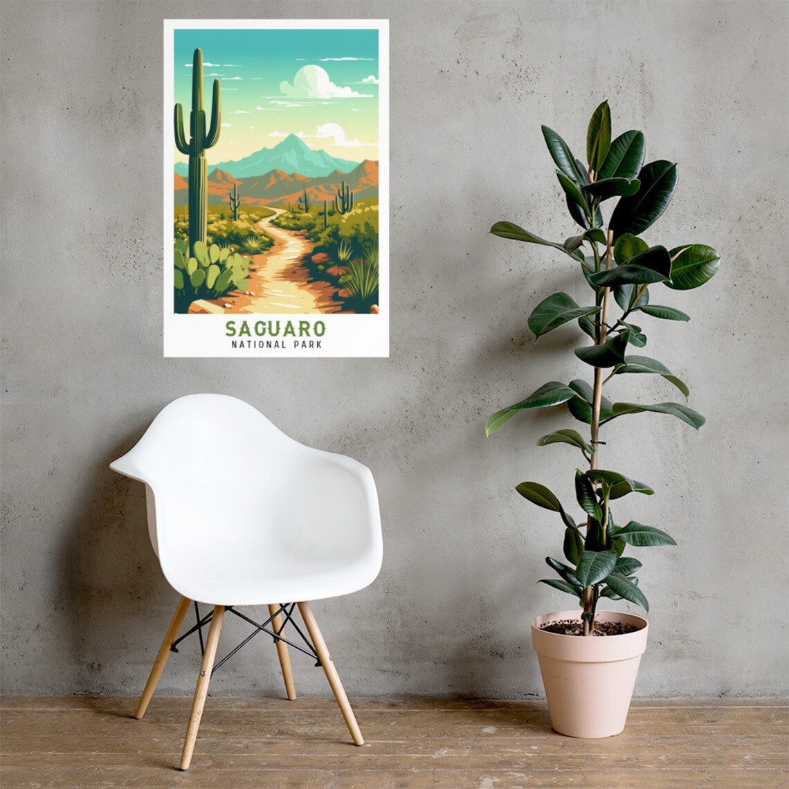 Saguaro National Park Desert Cactus Trail Vintage Travel Poster - Image 2