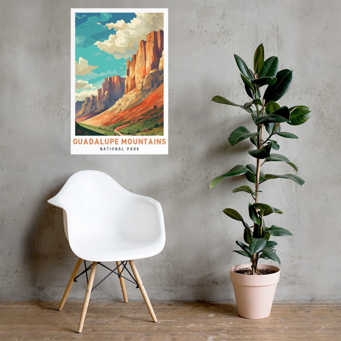 Guadalupe Mountains National Park Desert Red Cliffs Vintage Poster - Image 2