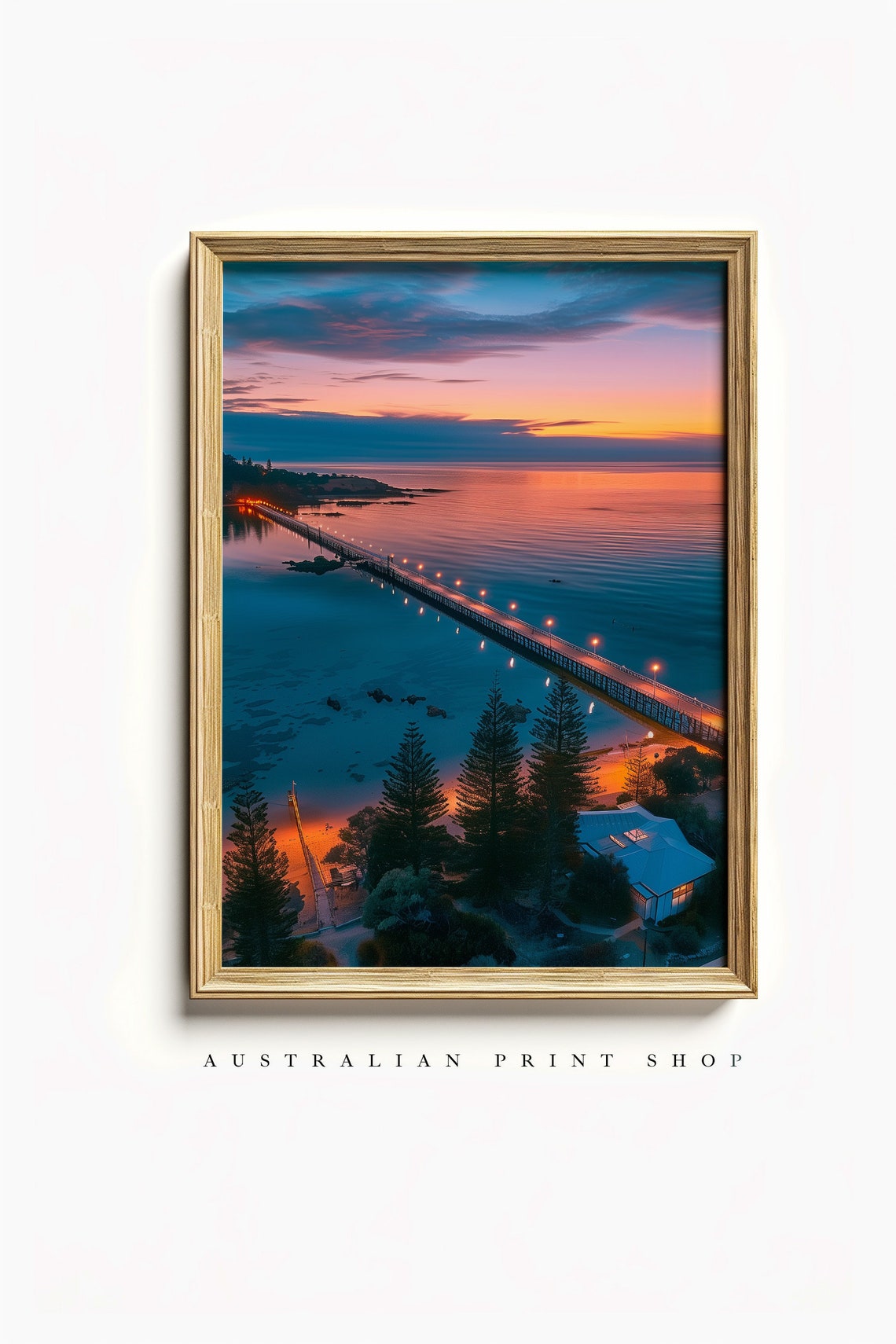 Coastal Bridge Painting Beach Print Turquoise Ocean Coastal Reef Art Summer Sunset Art - Image 3