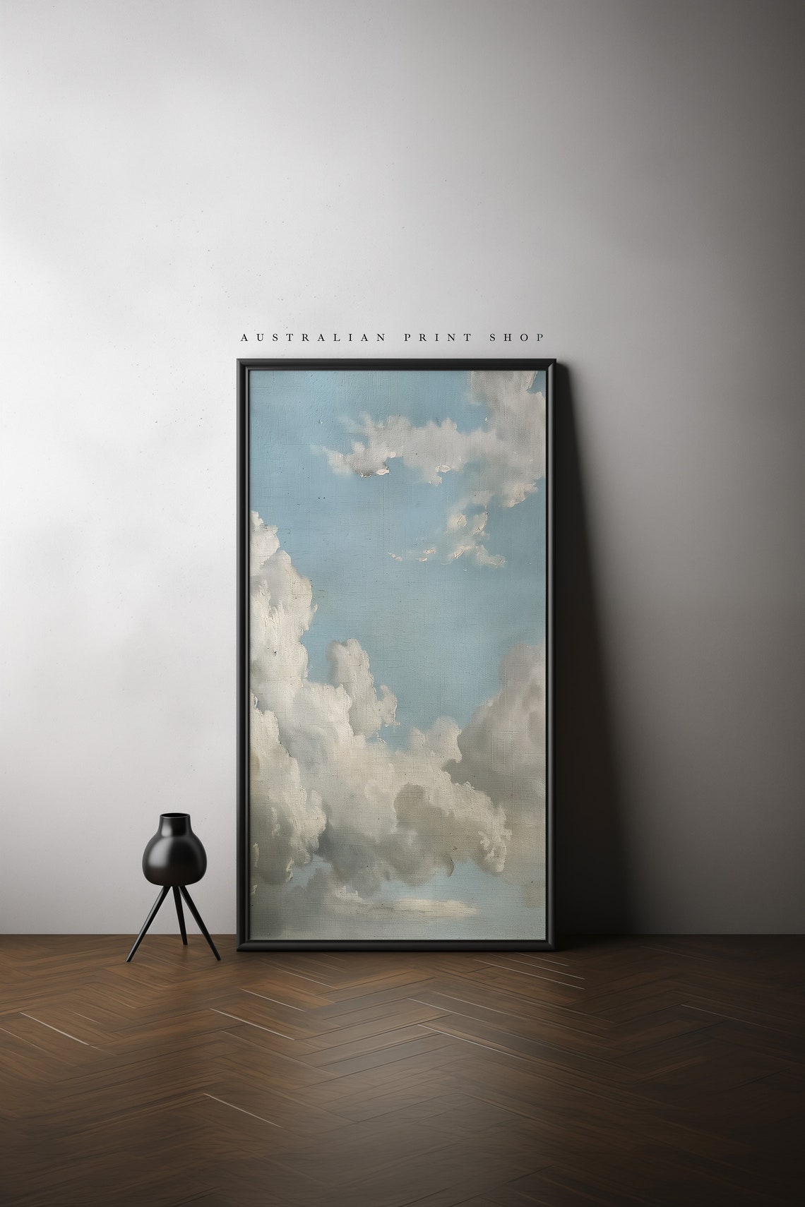 Neutral Cloud Painting Vintage Cloud Print Muted Sky Print Nursery Art Country Farm Art - Image 4