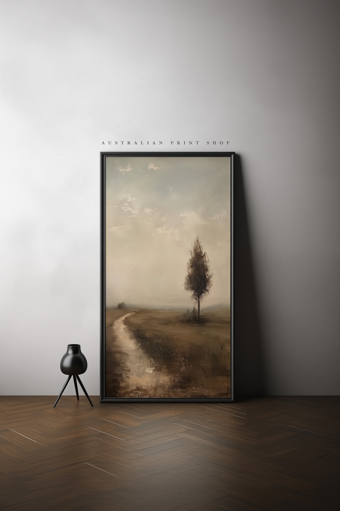 Australian Tree-Lined Landscape, Oil Painting Art Print - Image 3