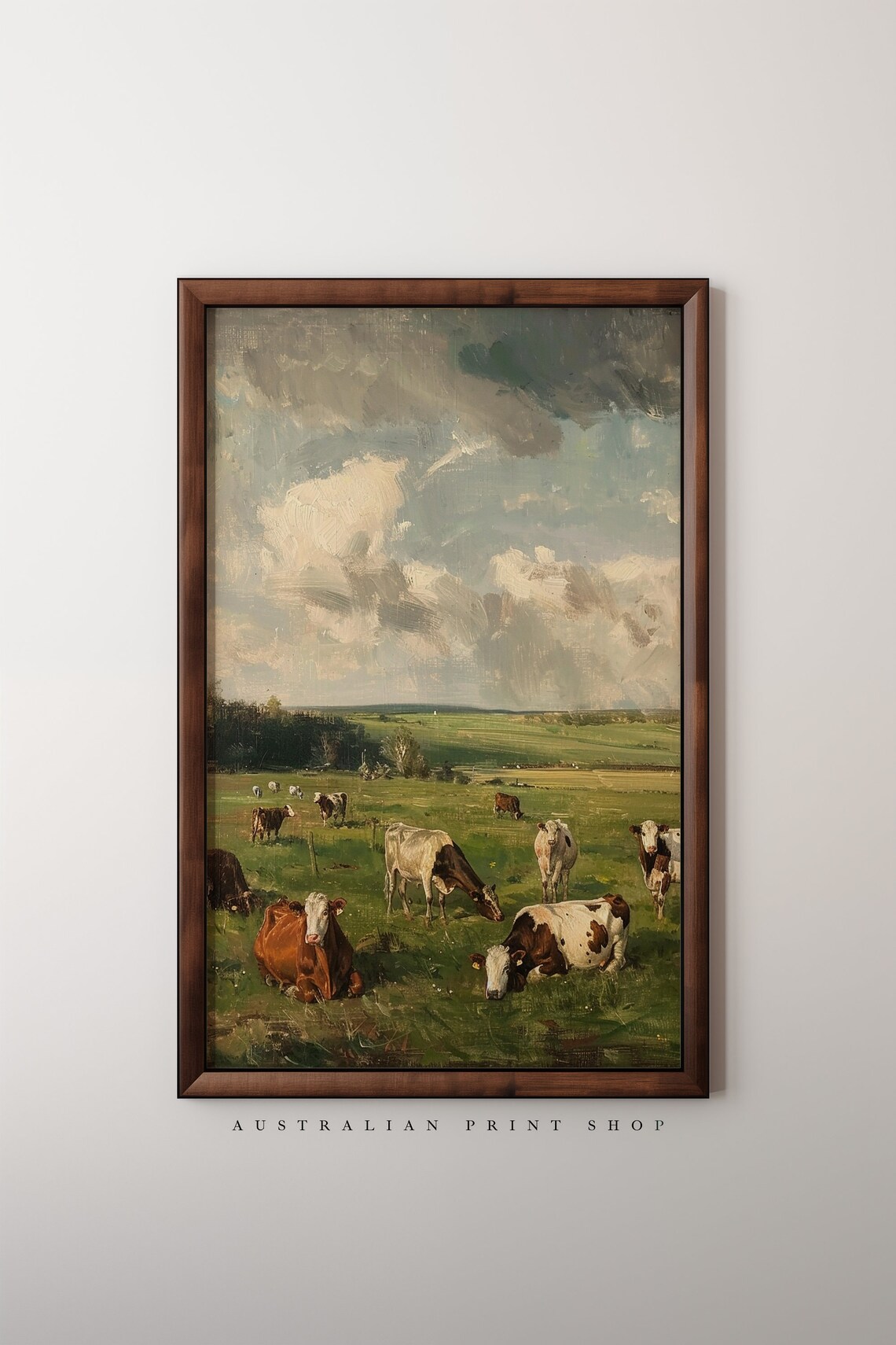 Vintage Meadow Cow Art Print, Farmhouse Landscape - Image 3