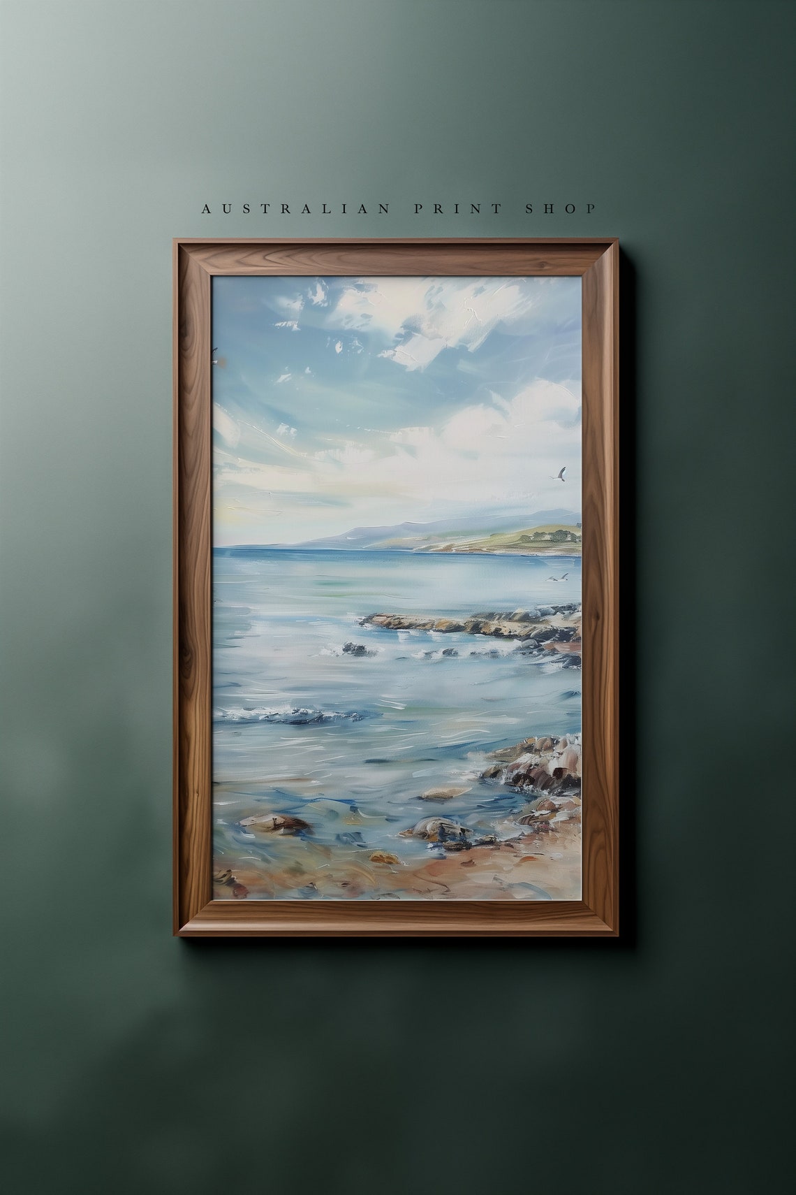 Vintage Seascape Painting Nautical Wall Print Coastal Ocean Decor Beach Print Bathroom Art - Image 6