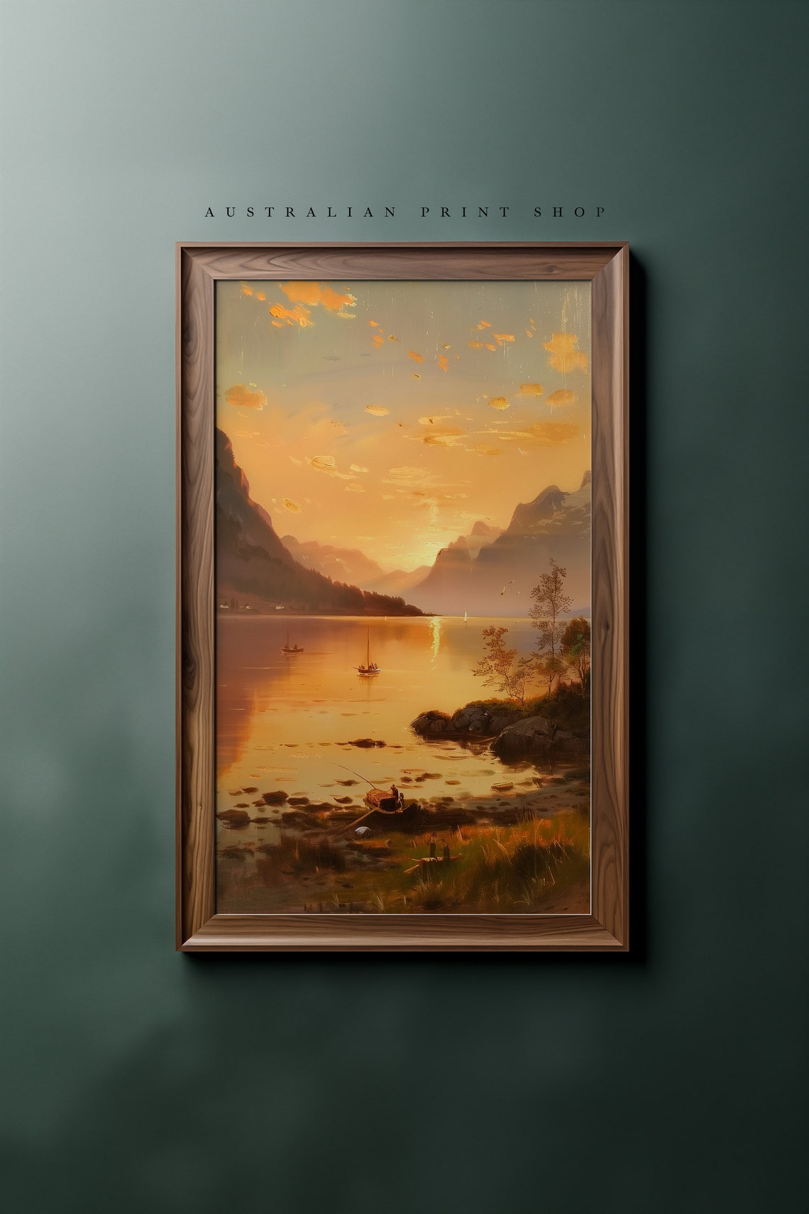 Sunset Lake Print Oil Painting Captivating Sunset Art Cottage Decor Poster Farmhouse Wall Art Lake Art - Image 5