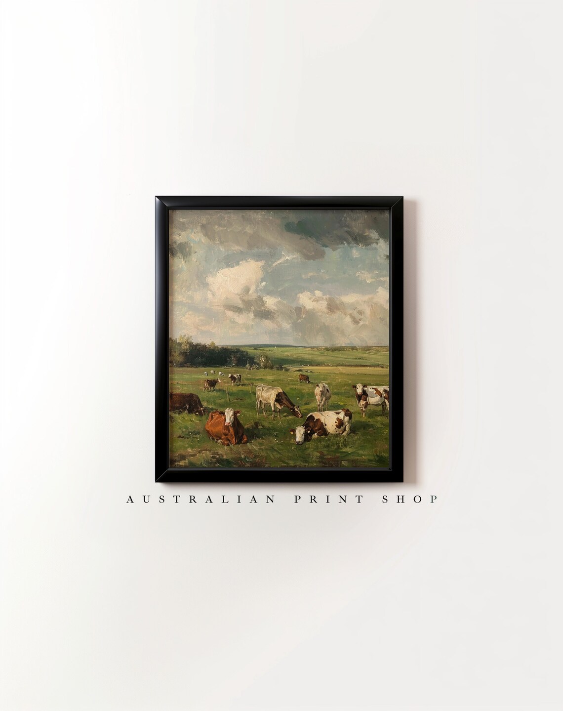 Vintage Meadow Cow Art Print, Farmhouse Landscape - Image 7