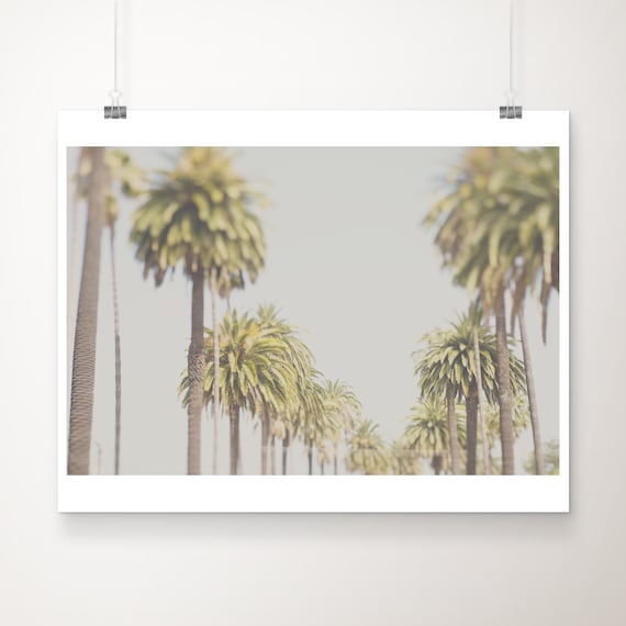 Los Angeles Palm Trees Dreamy Hazy Street Photography Art Poster