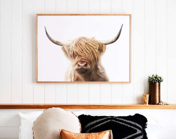 Highland Cow Art Print, Farm Animal Poster