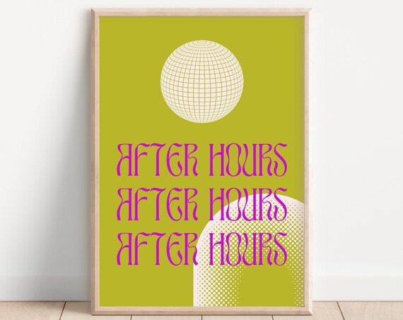 After Hours Disco Night Club Retro Party Typography Art Poster