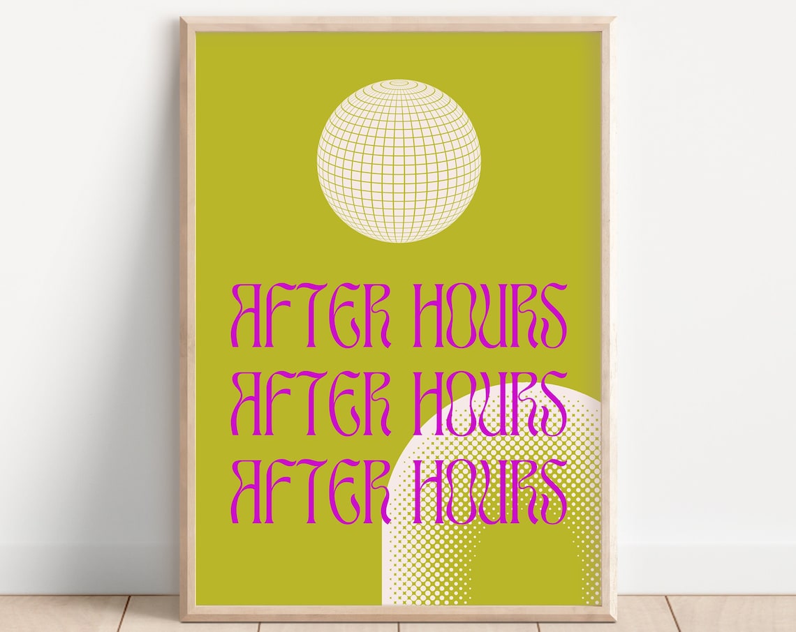 After Hours Disco Night Club Retro Party Typography Art Poster