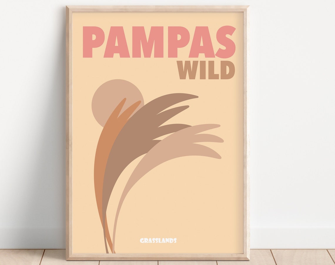Pampas Wild Grasslands Boho Beige Abstract Grass Modern Wall Poster