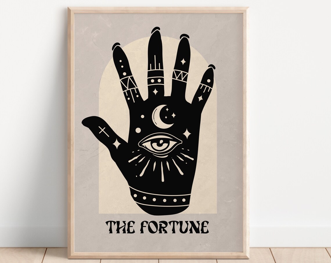 Fortune Tarot Card Style Print, Bohemian Mystical Art