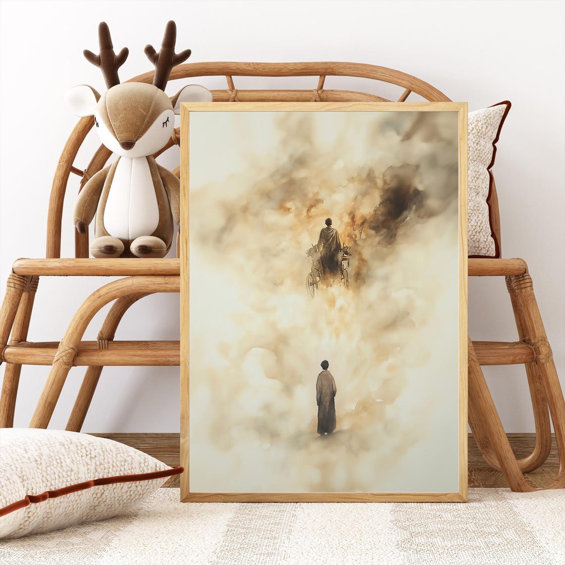 Elijah Taken To Heaven Wall Art Abstract Elijah Ascends To Heaven Print Bible Verse Wall Decor Christian Bible Scripture Poster - Image 2