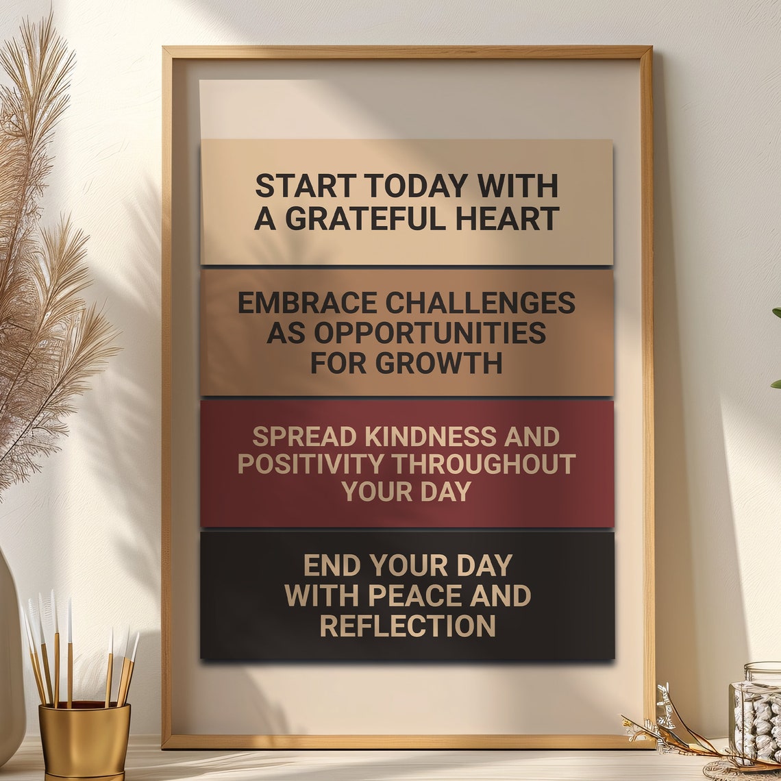 Start Today With A Grateful Heart Daily Affirmation Typography Poster