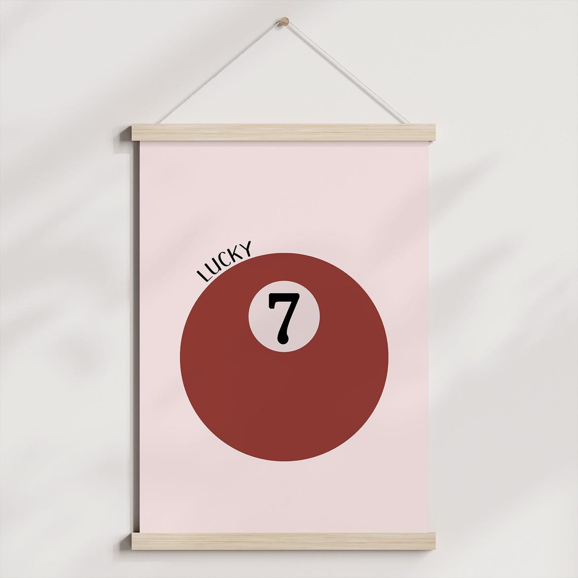 Lucky Seven Ball Retro Red Pool Billiards Game Room Decor Poster - Image 3