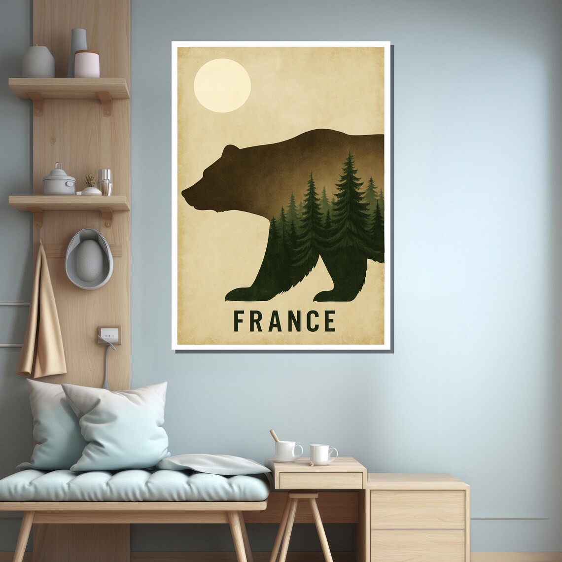 Retro Bear Forest France Travel Poster - Image 3