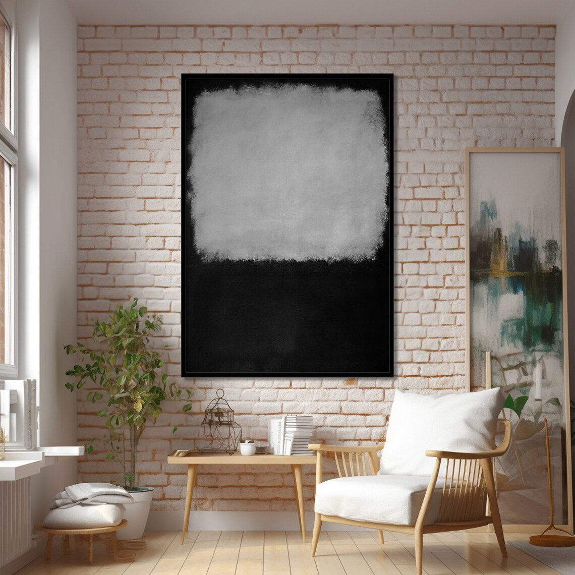 Monochrome Abstract Art, Modern Minimalist Decor - Image 2