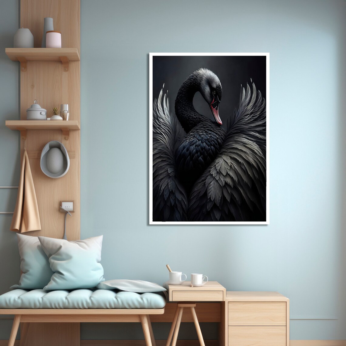 Black Swan Art Print, Elegant Wildlife Painting - Image 4