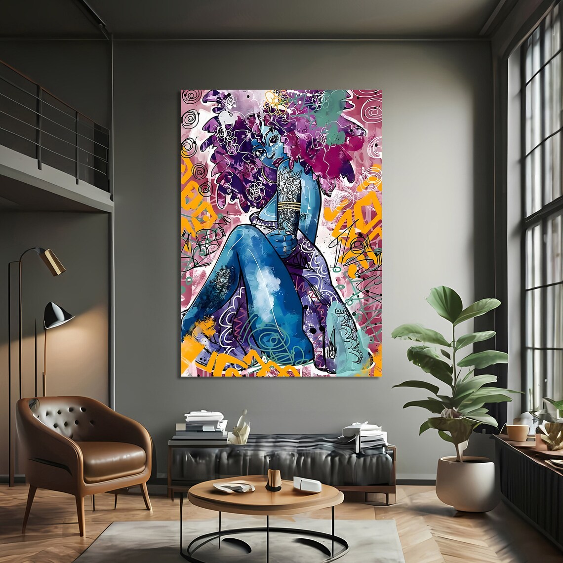 Abstract African Woman Painting, Ethnic Decor - Image 3