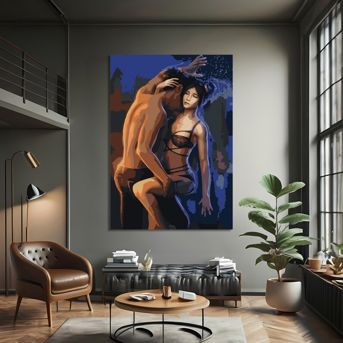 Erotic Modern, Passionate Couple Bedroom Decor - Image 3