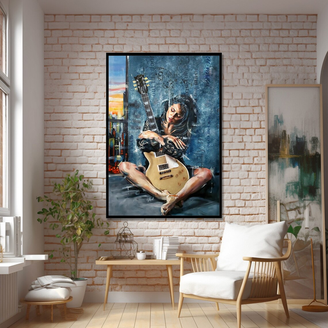 Modern Musician, Stylish Contemporary Guitarist Painting - Image 2