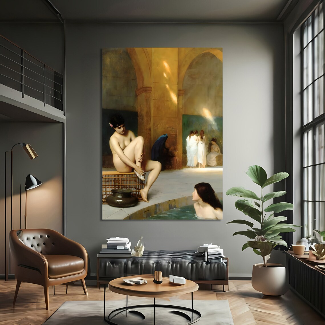 Elegant Ottoman Bathing Scene, Classic Decor - Image 3