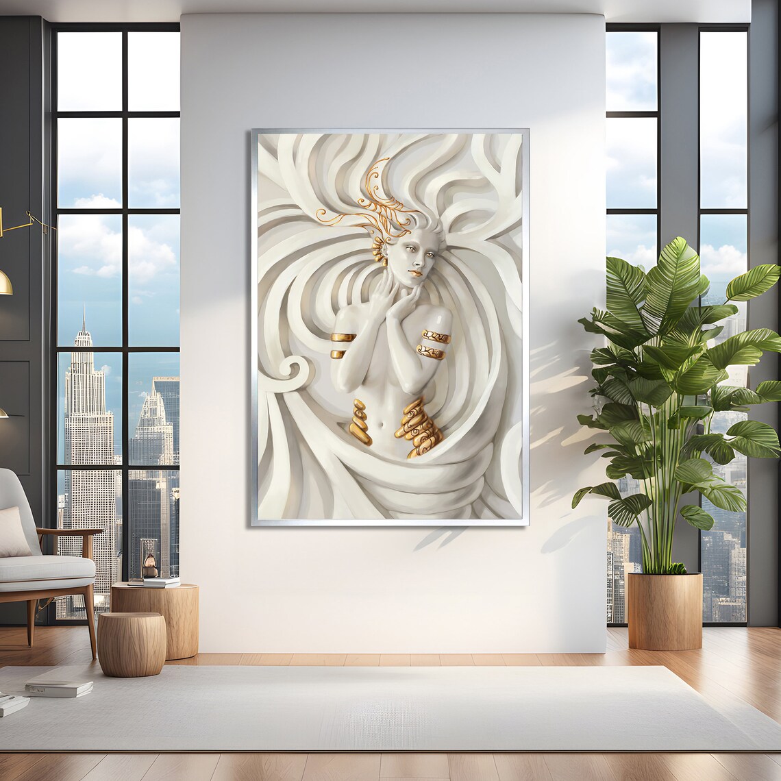 Golden Adorned Goddess Wall Art, Luxurious Decor - Image 2