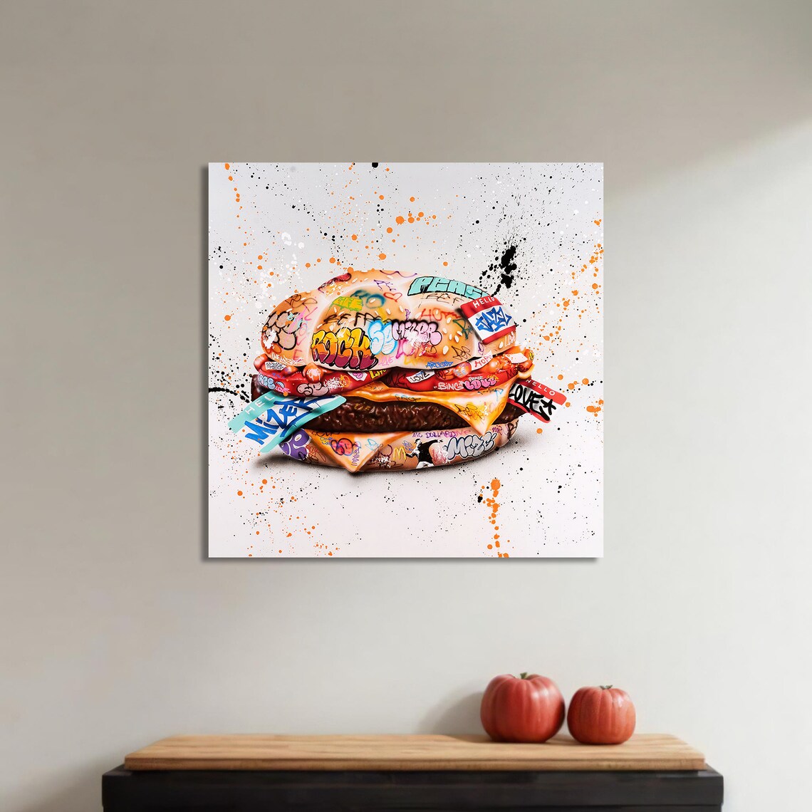 Graffiti Style Burger Painting, Urban Pop Art - Image 4