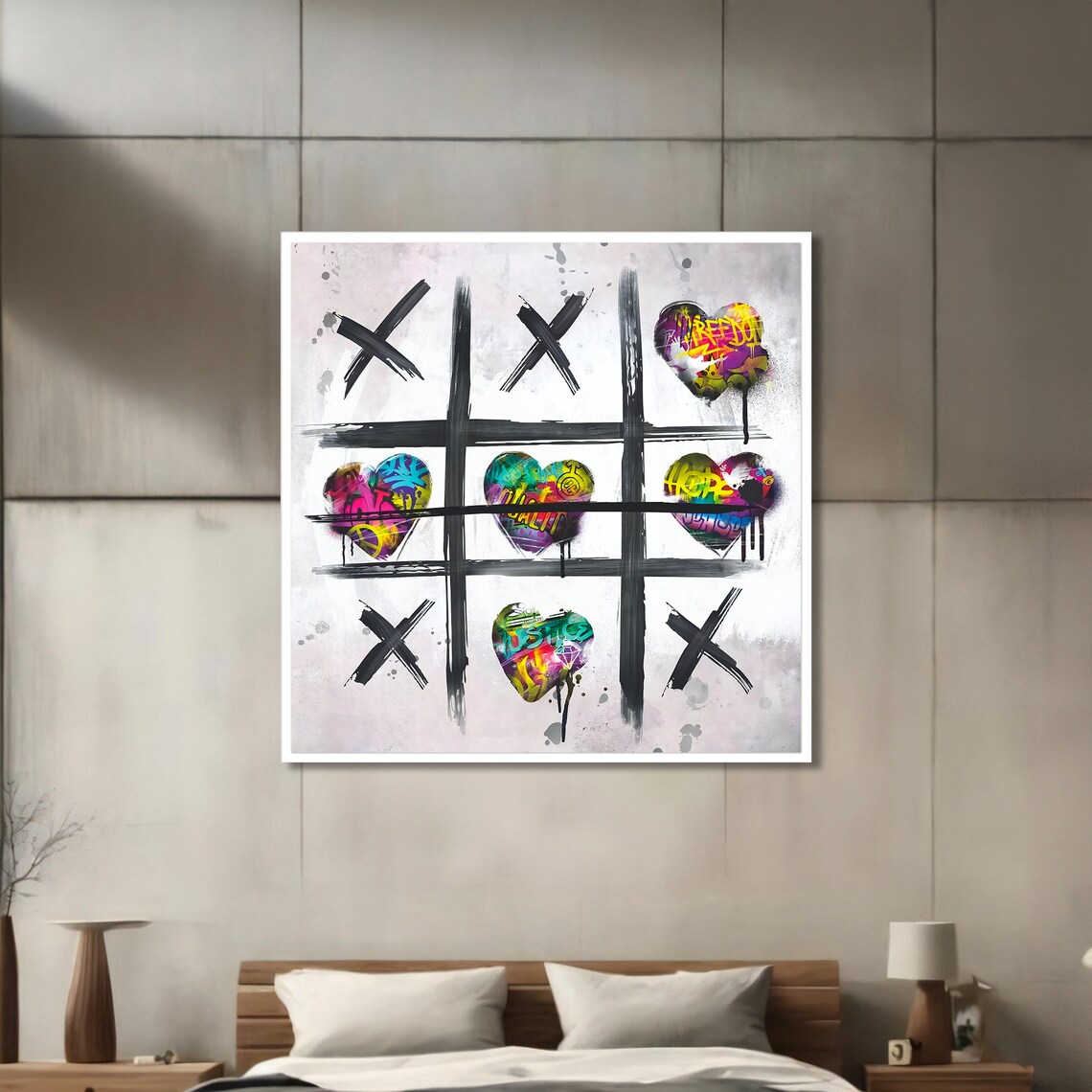 Tic Tac Toe Graffiti Heart, Urban Street Art Print - Image 3