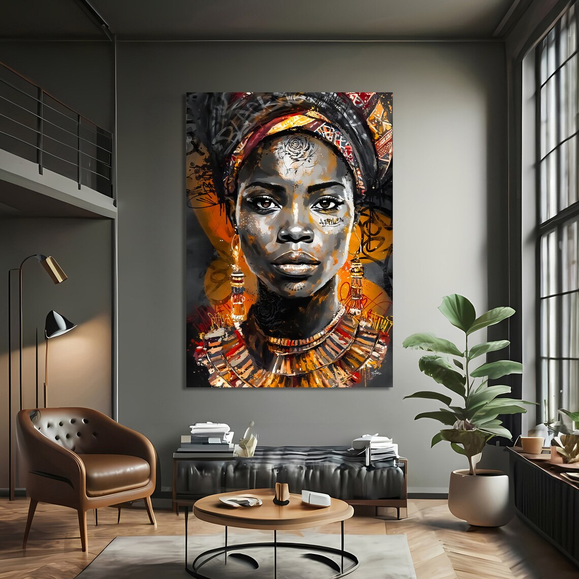 Dynamic African Ethnic Portrait, Cultural Elements Art Print - Image 3