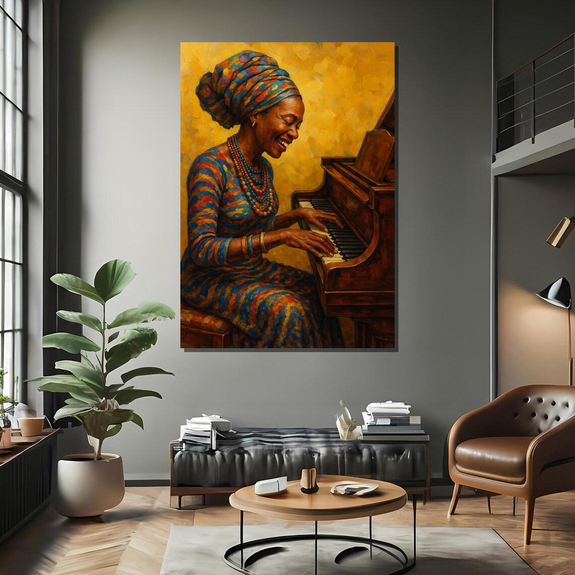 Joyful African Woman Playing Piano, Art Print - Image 2