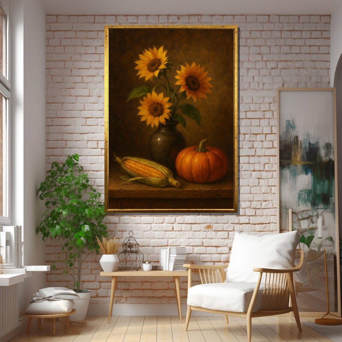 Rustic Sunflower and Harvest Still Life, Art Print - Image 5